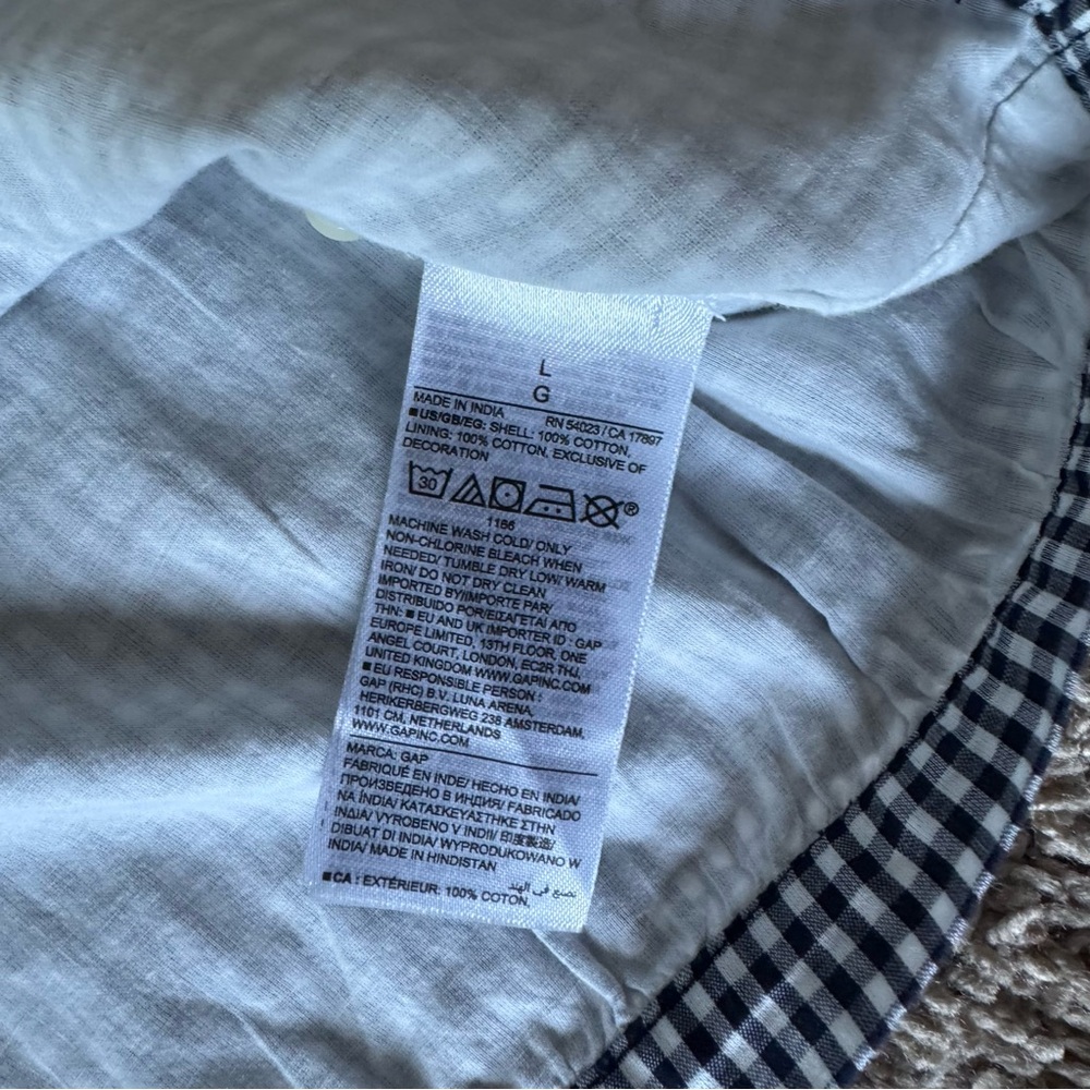 NWT GAP x DÔEN Navy Gingham Crop Tank Top, Large, RARE SOLD OUT collection - Picture 6 of 10